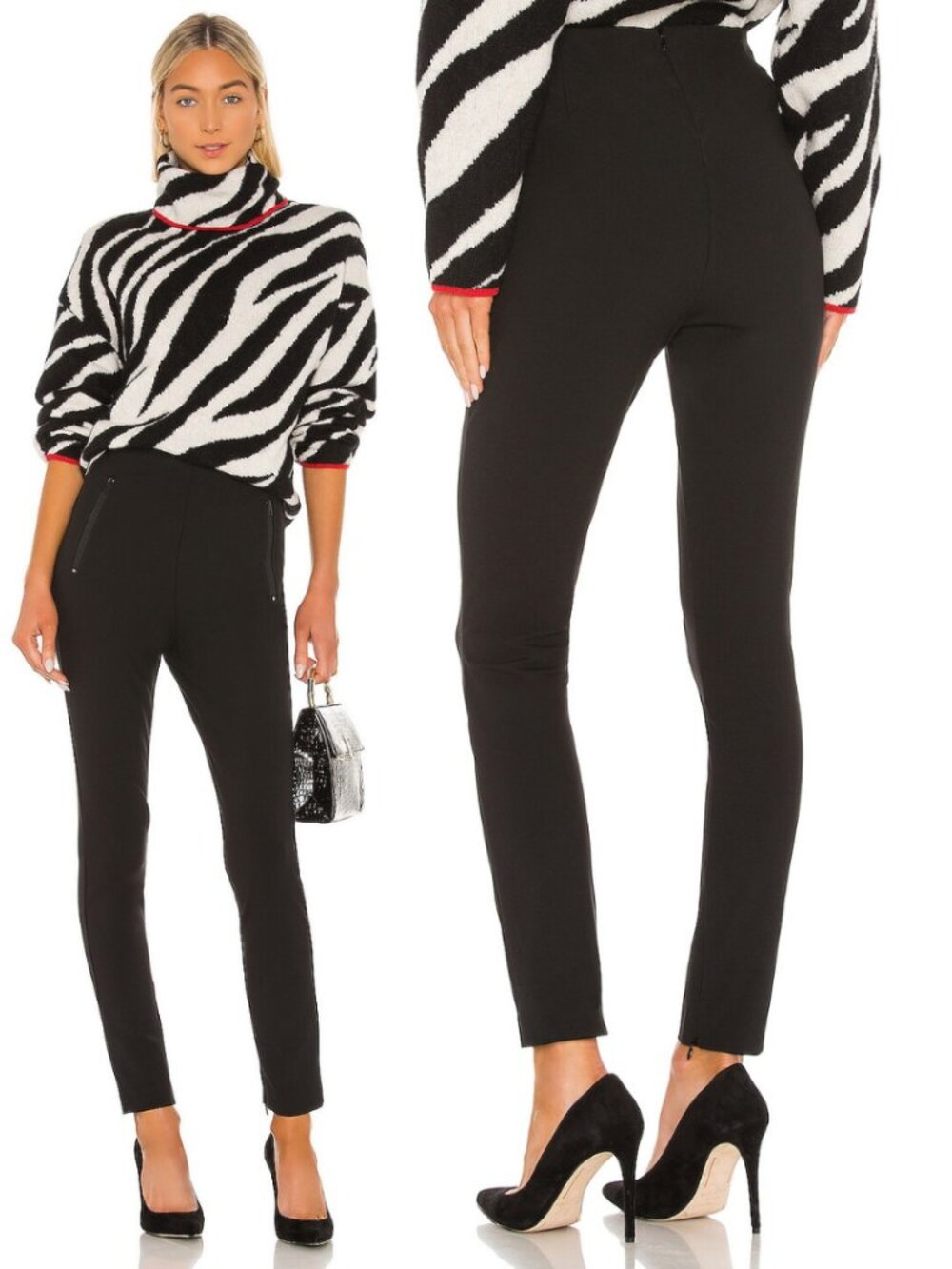 Rag & Bone Black Ponte Knit High Rise Simone Sport Skinny Pants